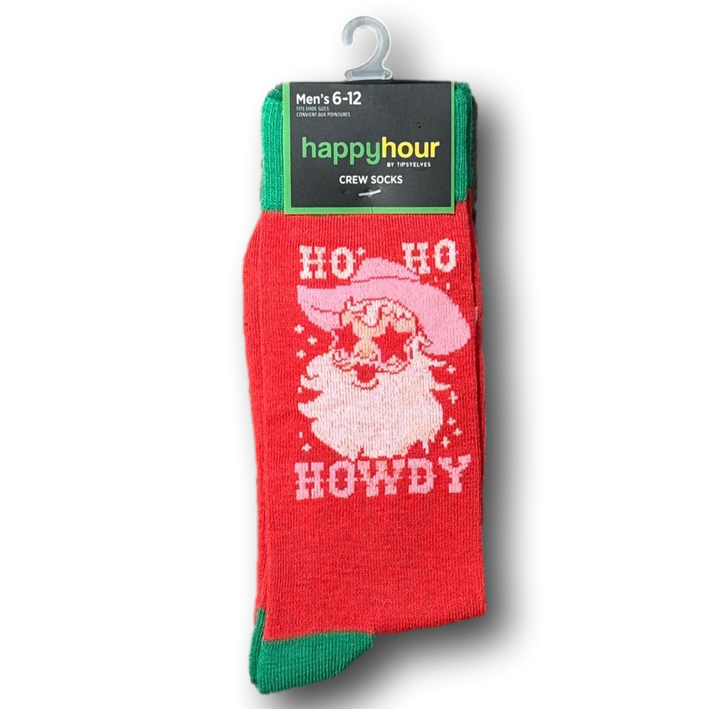 3/$18 Cowboy Santa "Ho Ho Howdy" Christmas Holiday Funny Novelty Socks - NWT